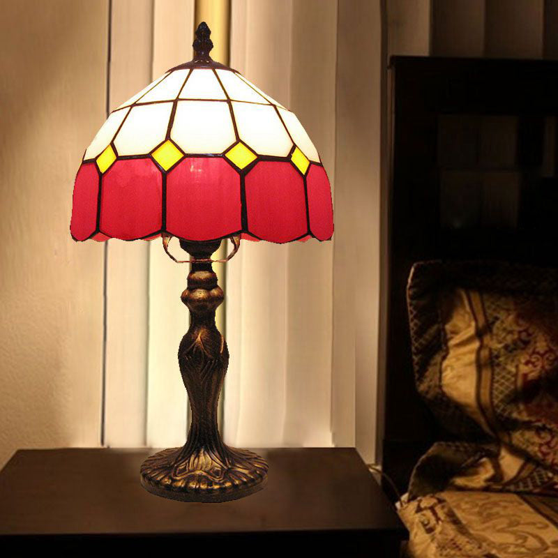 Tiffany Style Table Lamp 1-Light Desk Lamp with Glass Shade for Living Room