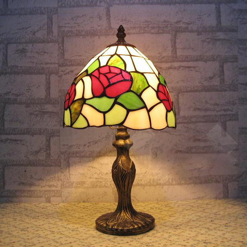Tiffany Style Table Lamp 1-Light Desk Lamp with Glass Shade for Living Room