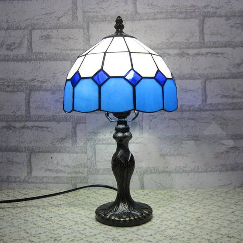 Tiffany Style Table Lamp 1-Light Desk Lamp with Glass Shade for Living Room