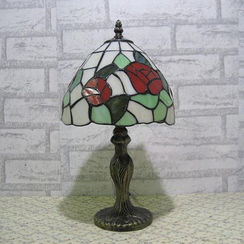 Tiffany Style Table Lamp 1-Light Desk Lamp with Glass Shade for Living Room