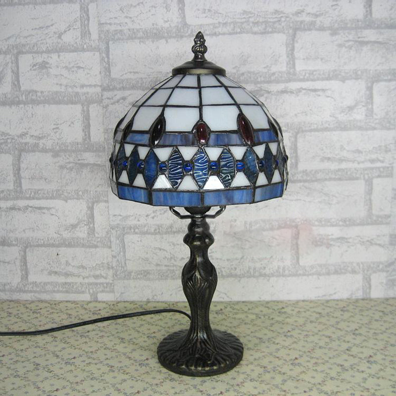 Tiffany Style Table Lamp 1-Light Desk Lamp with Glass Shade for Living Room