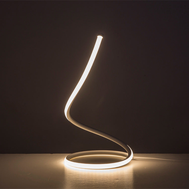 1-Light Curved Table Light Contemporary Metal Nightstand Lamps for Bedroom