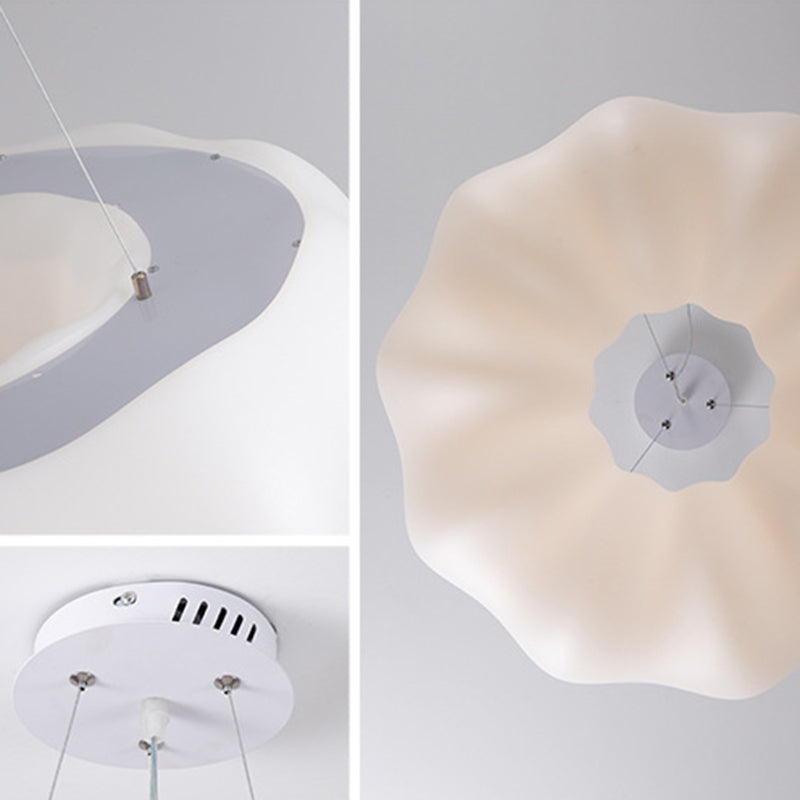 White Hanging Lamp Minimalist Style Plastic Chandelier Pendant Light Fixture