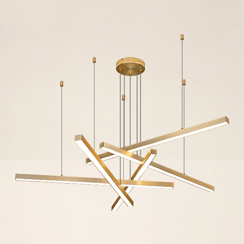 Modern Style Chandelier Lighting Fixtures Metal Linear Hanging Chandelier