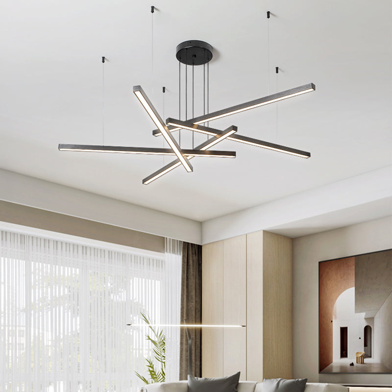 Modern Style Chandelier Lighting Fixtures Metal Linear Hanging Chandelier