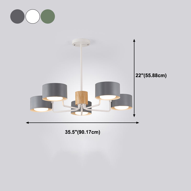 Cylindrical Shape Chandelier Nordic Modern Multi Light Pendant Light for Living Room