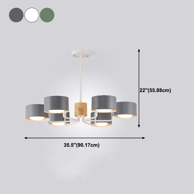 Cylindrical Shape Chandelier Nordic Modern Multi Light Pendant Light for Living Room