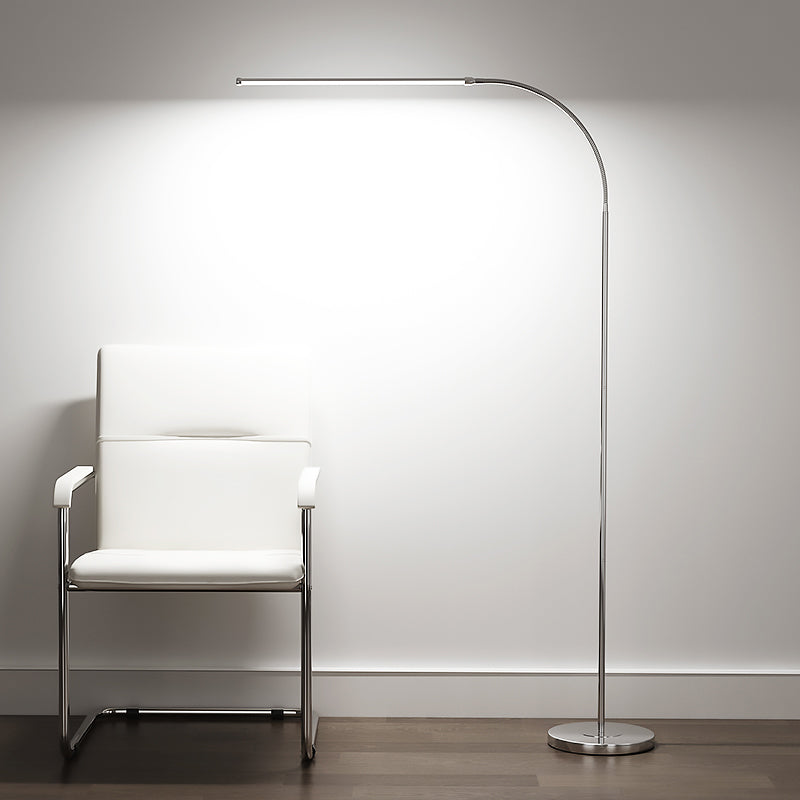 Contemporary Style Linear Shape Floor Lamp Metal Single Light Floor Lamp in Silver