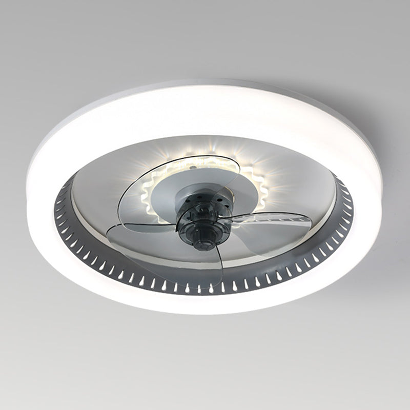 Metal Round Ceiling Fan Light Modern Style 1 Light LED Flush Light
