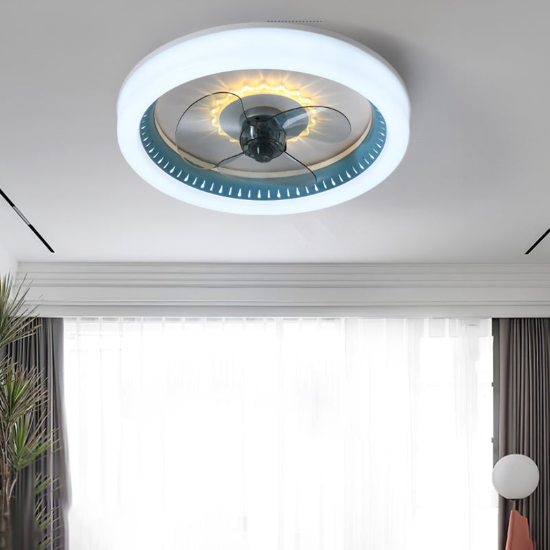 Metal Round Ceiling Fan Light Modern Style 1 Light LED Flush Light