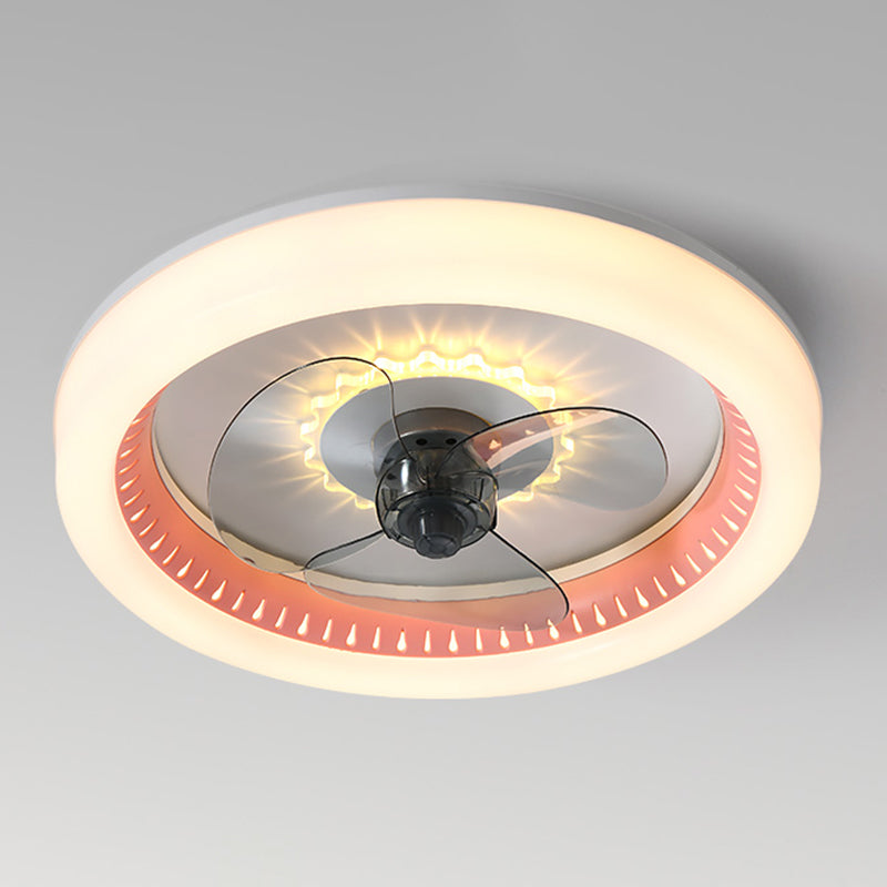 Metal Round Ceiling Fan Light Modern Style 1 Light LED Flush Light