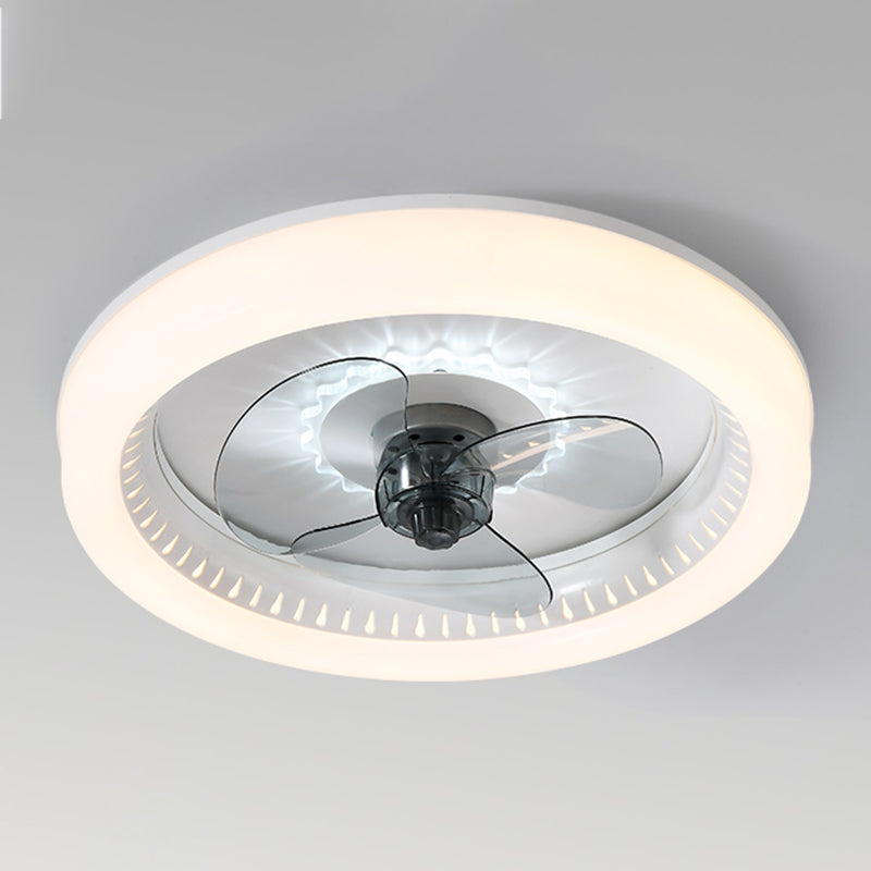 Metal Round Ceiling Fan Light Modern Style 1 Light LED Flush Light