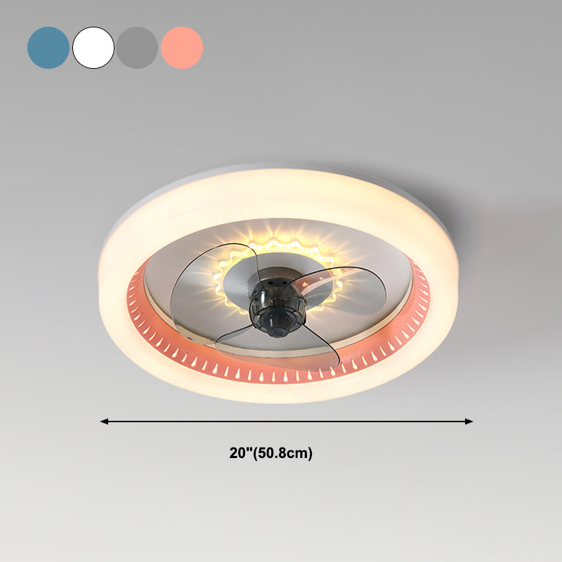 Metal Round Ceiling Fan Light Modern Style 1 Light LED Flush Light