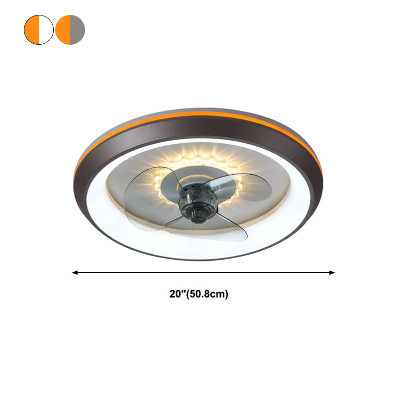 Metal Round Ceiling Fan Light Modern Style 1 Light LED Flush Light