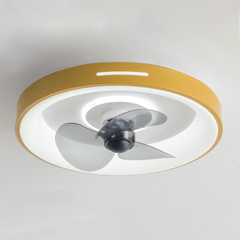 Metal Geometry Ceiling Fan Light Modern Style Single Light LED Flush Light