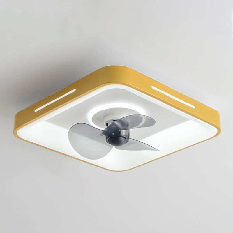 Metal Geometry Ceiling Fan Light Modern Style Single Light LED Flush Light