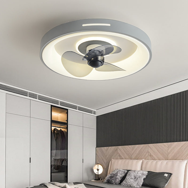 Metal Geometry Ceiling Fan Light Modern Style Single Light LED Flush Light