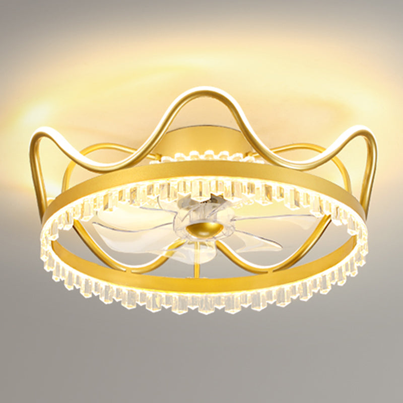 Kids Style Crown Shape Ceiling Fan Lights Metal 2 Light LED Flush Lights