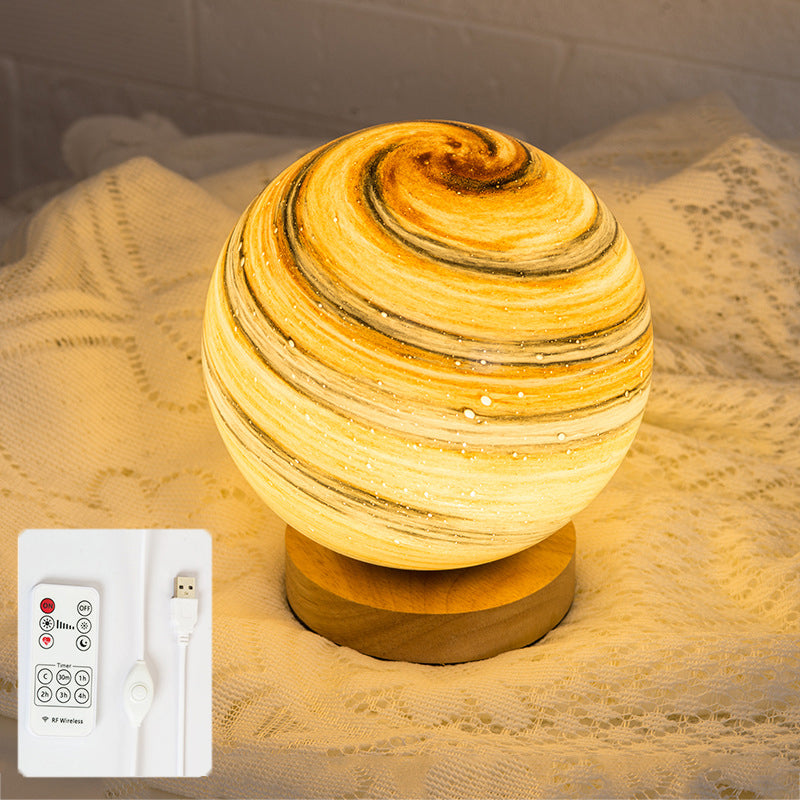 1-Light Table Lamp Modern Style LED Desk Lamp with Glass Shade for Bedroom