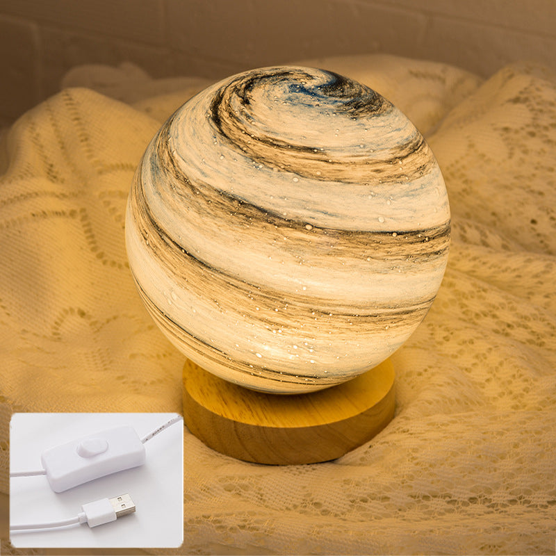 1-Light Table Lamp Modern Style LED Desk Lamp with Glass Shade for Bedroom