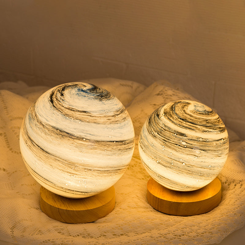 1-Light Table Lamp Modern Style LED Desk Lamp with Glass Shade for Bedroom