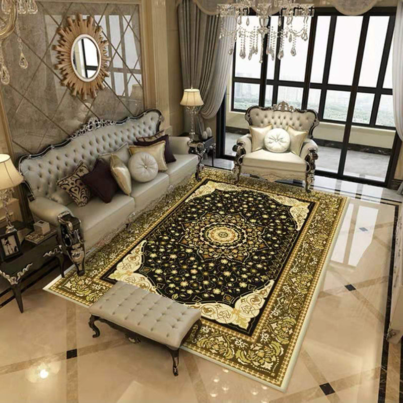 Wine Red Graphic Rug Polyester Luxury Rug Stain Resistant Rug for Drawing Room