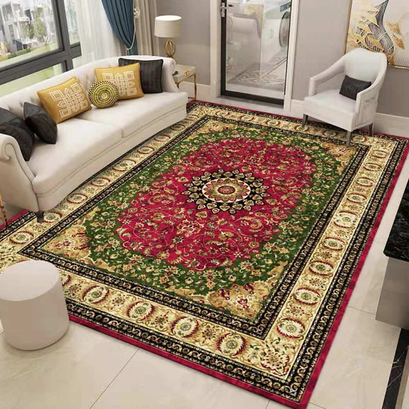 Wine Red Graphic Rug Polyester Luxury Rug Stain Resistant Rug for Drawing Room