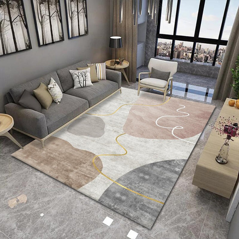 Yellow Graphic Carpet Polyester Modern Carpet Washable Carpet for Drawing Room