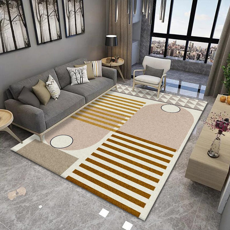Yellow Graphic Carpet Polyester Modern Carpet Washable Carpet for Drawing Room