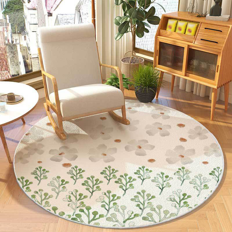 Light Pink Flower Rug Polyester Casual Rug Stain Resistant Rug for Home Decor