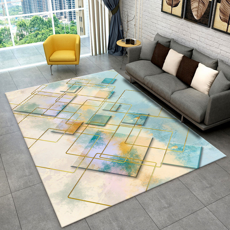 Dark Gray Diamond Print Rug Polyester Simple Rug Stain Resistant Rug for Drawing Room