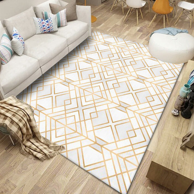 Light Gray Modern Rug Polyester Rhombus Indoor Rug Washable Rug for Drawing Room