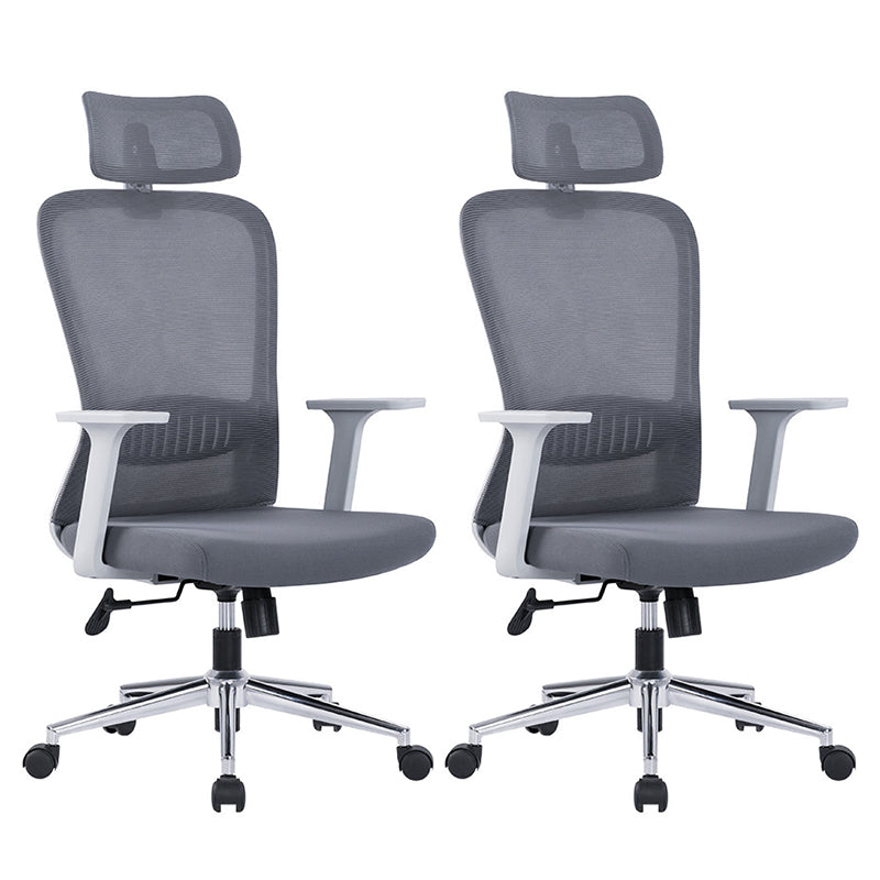 Ergonomic Mesh Desk Chair Modern Style Fixed Arms Chair with Swivel Casters