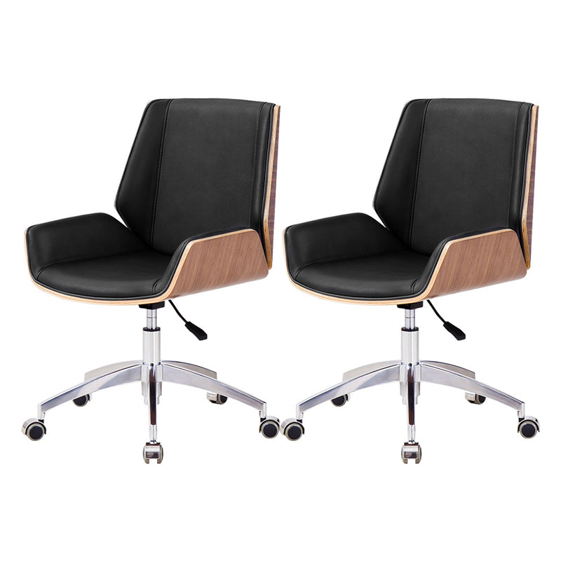 Mid Back Conference Chair Contemporary Faux Leather Armless Chair