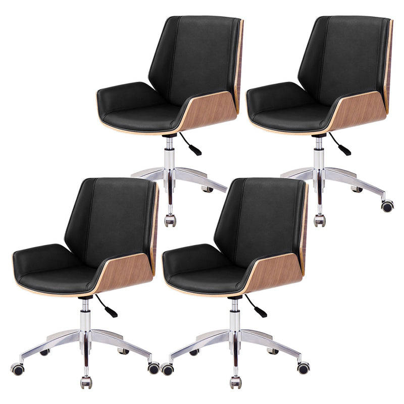 Mid Back Conference Chair Contemporary Faux Leather Armless Chair