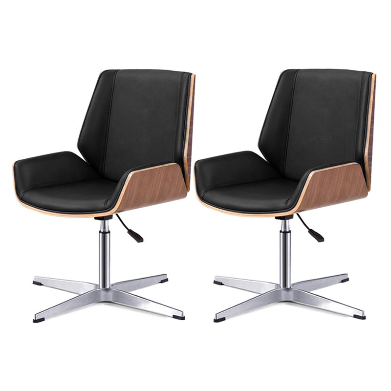 Mid Back Conference Chair Contemporary Faux Leather Armless Chair