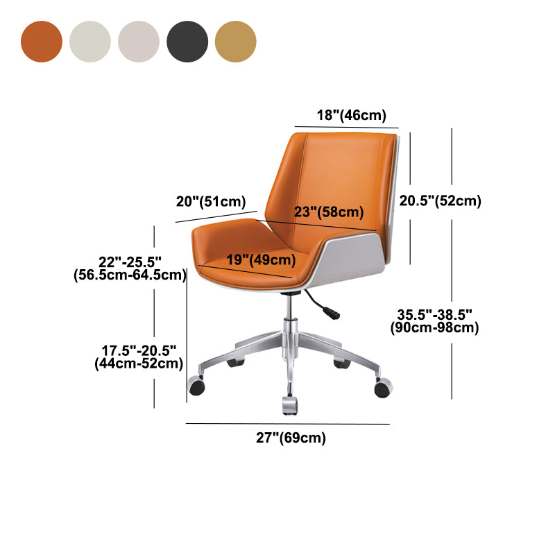 Mid Back Conference Chair Contemporary Faux Leather Armless Chair