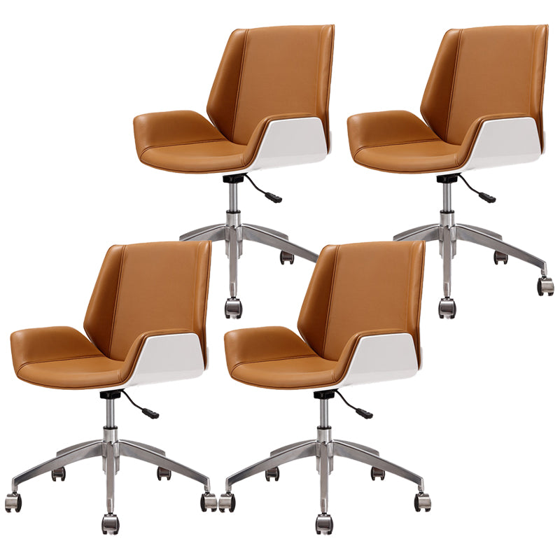 Modern Leather Task Chair Mid-Back Adjustable Swivel Office Chair