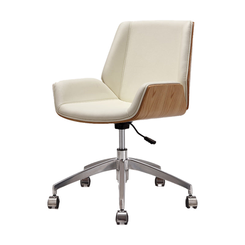 Modern Leather Task Chair Mid-Back Adjustable Swivel Office Chair