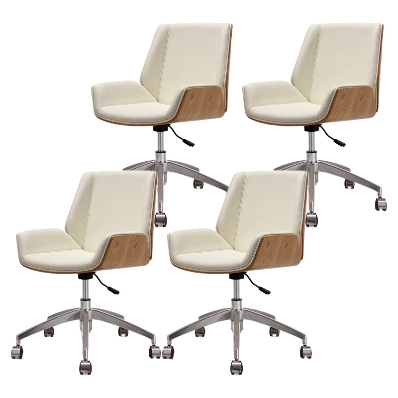 Modern Leather Task Chair Mid-Back Adjustable Swivel Office Chair