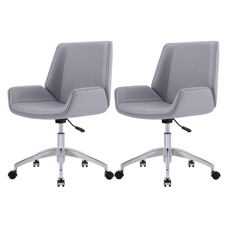 Modern Leather Task Chair Mid-Back Adjustable Swivel Office Chair