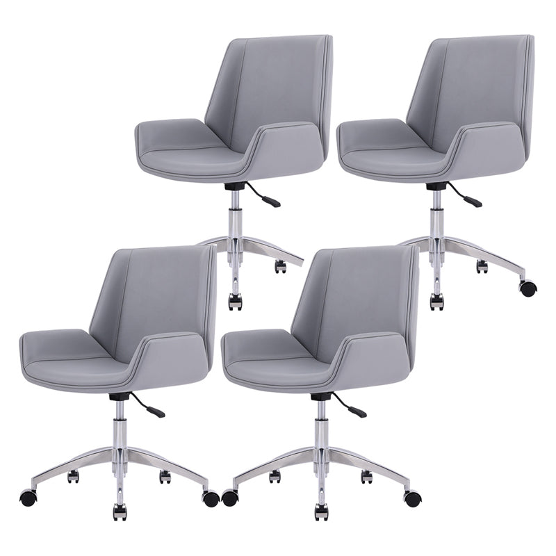 Modern Leather Task Chair Mid-Back Adjustable Swivel Office Chair