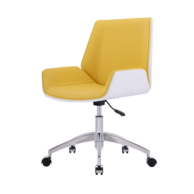 Modern Leather Task Chair Mid-Back Adjustable Swivel Office Chair