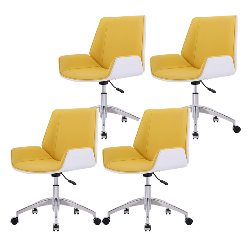 Modern Leather Task Chair Mid-Back Adjustable Swivel Office Chair