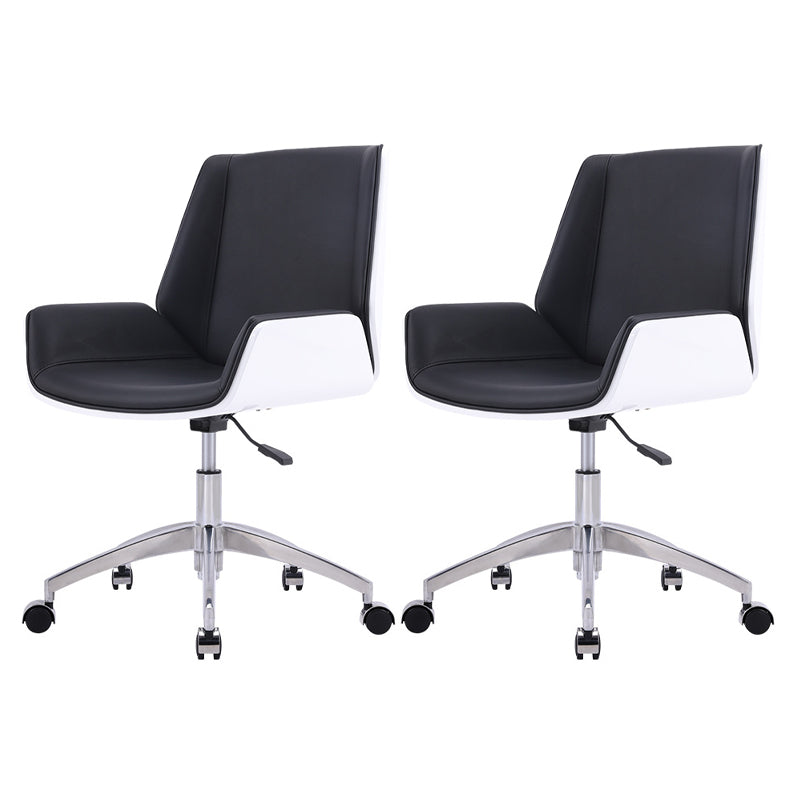 Modern Leather Task Chair Mid-Back Adjustable Swivel Office Chair