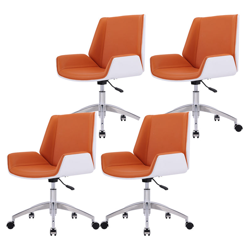 Modern Leather Task Chair Mid-Back Adjustable Swivel Office Chair