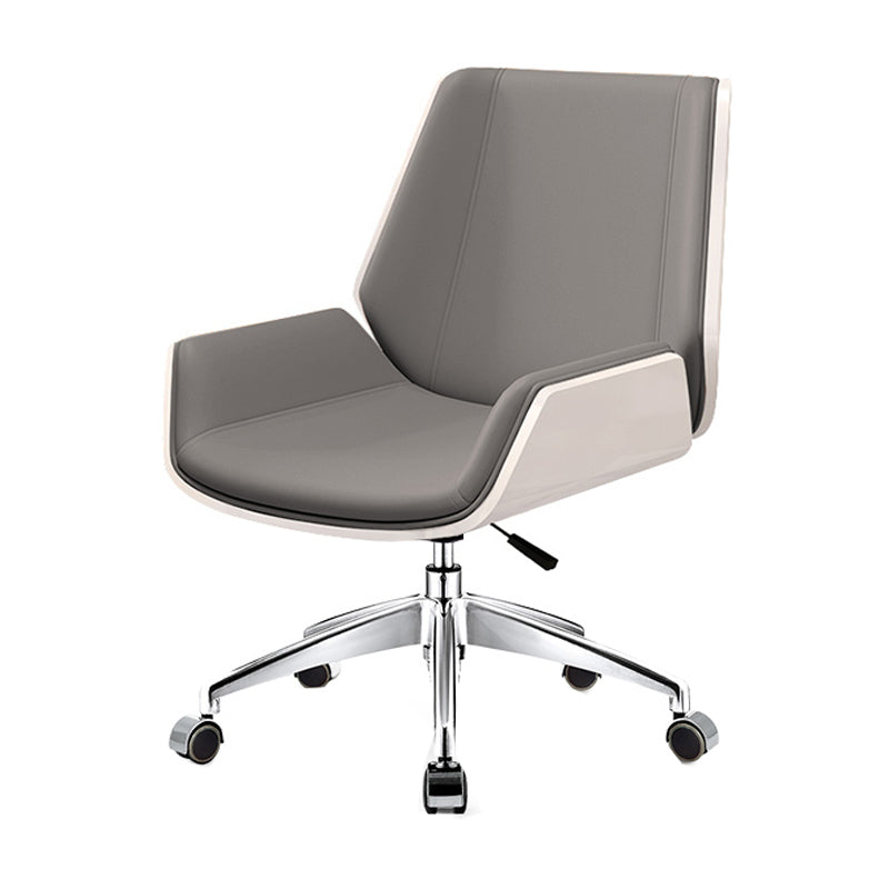 Mid Back Conference Chair Faux Leather Armless Chair for Home Office