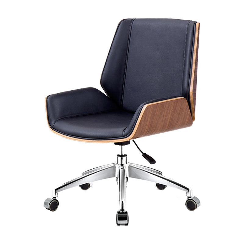 Mid Back Conference Chair Faux Leather Armless Chair for Home Office