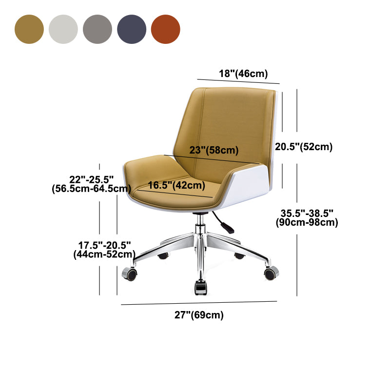 Mid Back Conference Chair Faux Leather Armless Chair for Home Office