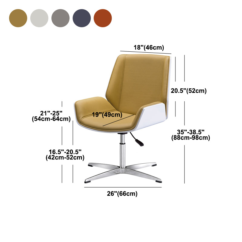 Mid Back Conference Chair Faux Leather Armless Chair for Home Office